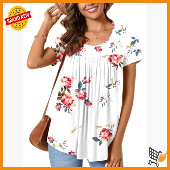 Soft Stretch Rayon Tunic Top Loose Fit Scoop Neck Summer Casual Wear - Picture 2 of 7